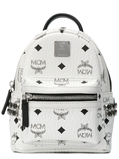 Mcm 'x-mini Stark Side Stud' Convertible Backpack In White | White