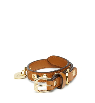 Mcm Medium Dog Collar In Visetos In Cognac