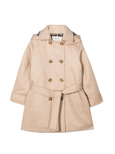 Bonpoint Kids' Double-breasted Belted Trench Coat In Neutrals