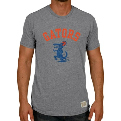 Retro Brand Original  Heather Gray Florida Gators Vintage Football Gator Tri-blend T-shirt