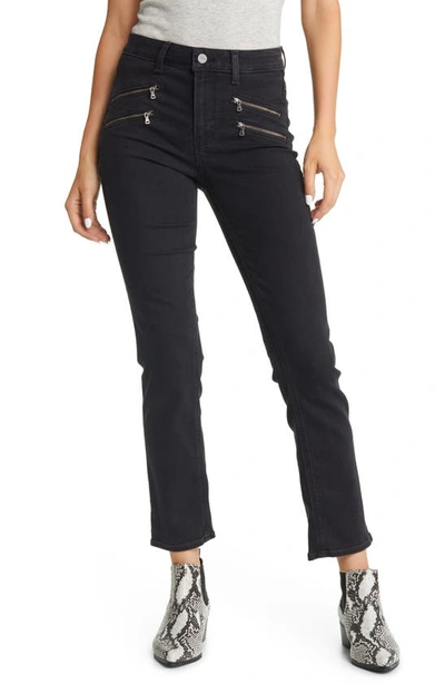 Paige Edgemont High Rise Ankle Straight Jeans In Scorpio In Black