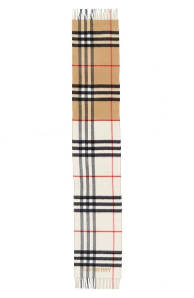Burberry Giant Split Check Cashmere Scarf In Archive Beige/ Ivory