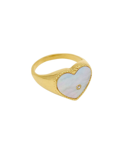 Adornia White Mother Of Pearl Heart Ring