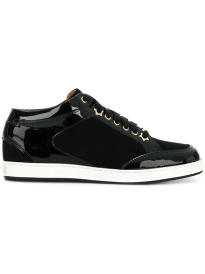 Jimmy Choo Miami Suede And Patent-leather Trainers In Black | ModeSens