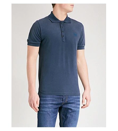 Diesel T-night Cotton-piqué Polo Shirt In Total Eclipse