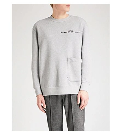 Diesel S-ellis-cl Cotton-jersey Sweatshirt In Light Grey Melange