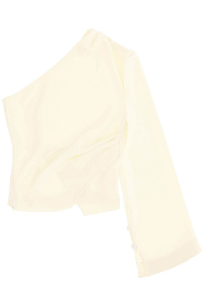 Nanushka Laurine Cream One-shoulder Top In Yellow