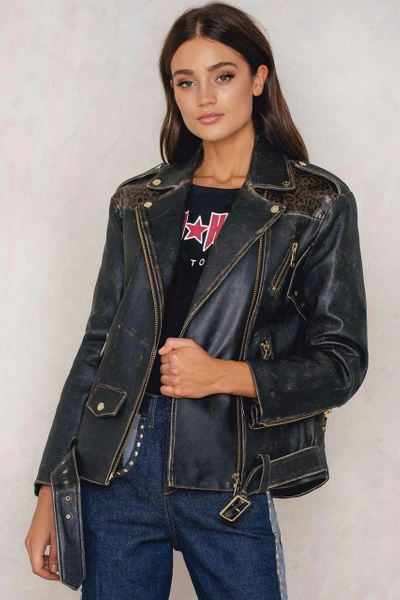 Tommy Hilfiger Gigi Hadid Mix Leather Biker Black ModeSens