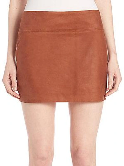 Alice And Olivia Sophya Suede Mini Skirt In Tobacco