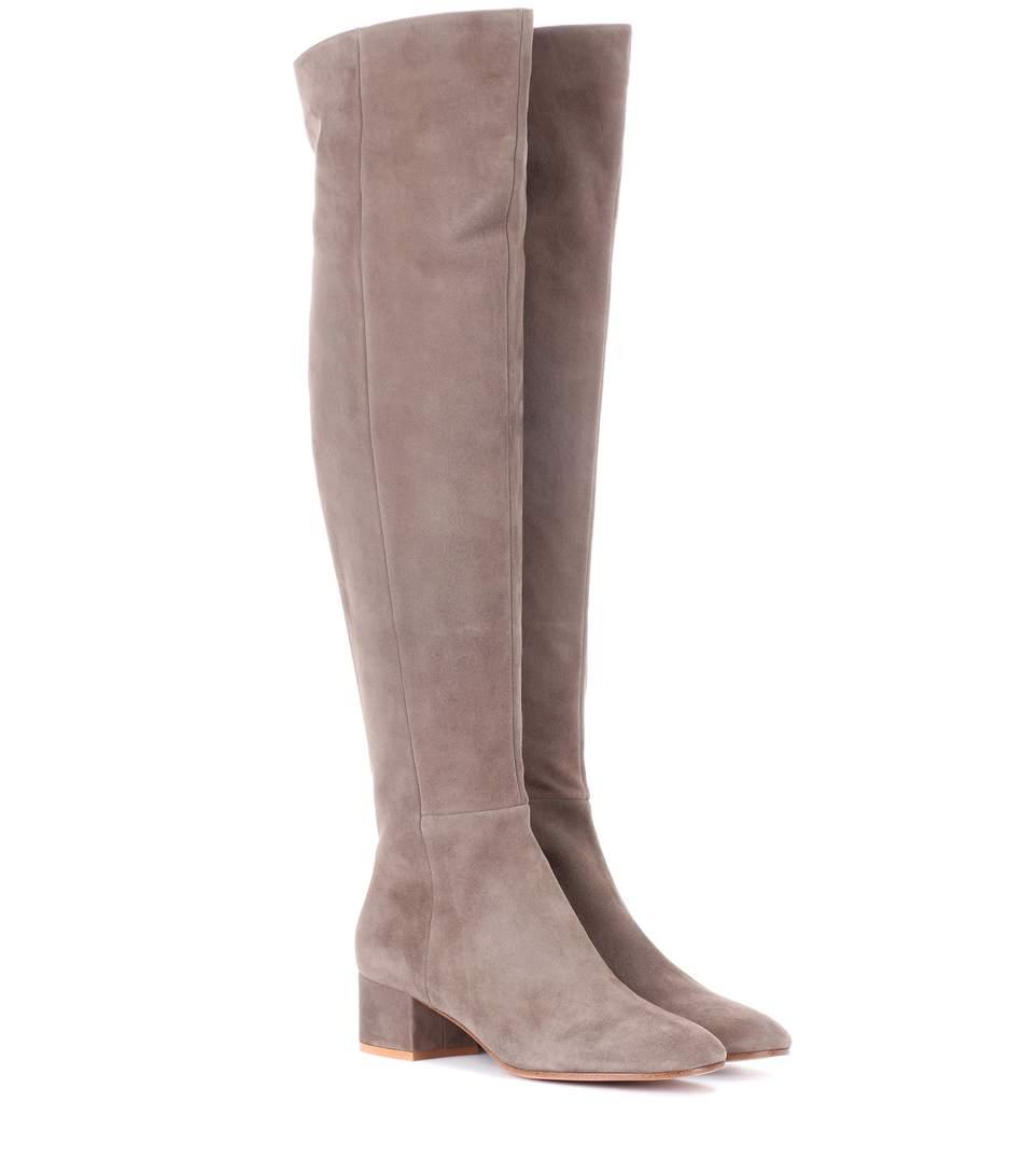Gianvito Rossi Rolling Mid Suede Over-the-knee Boots In Grey | ModeSens