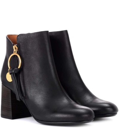 See By Chloé Howl Leather Ankle Boots In Nero