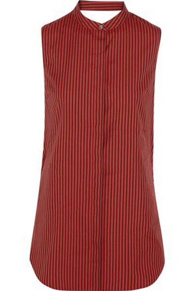 3.1 Phillip Lim / フィリップ リム Woman Twisted Striped Cotton And Silk-blend Blouse Tomato Red