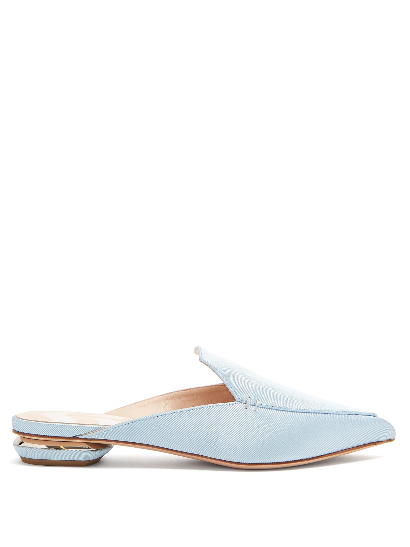 blue flat mules