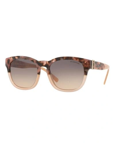 Burberry Two-tone Square Gradient Sunglasses In Brown/pink