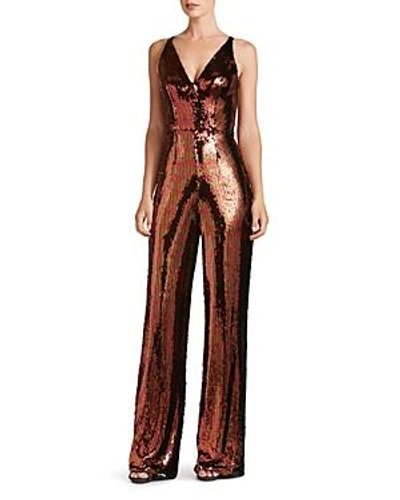 Dress The Population Charlie Sequin Jumpsuit In Auburn