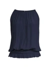 Ramy Brook Lauren Sleeveless Ruched Blouson Top In Navy