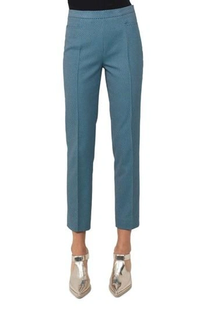 Akris Punto Cotton-stretch Jacquard Woven Straight-leg Pants In Turquoise Multi