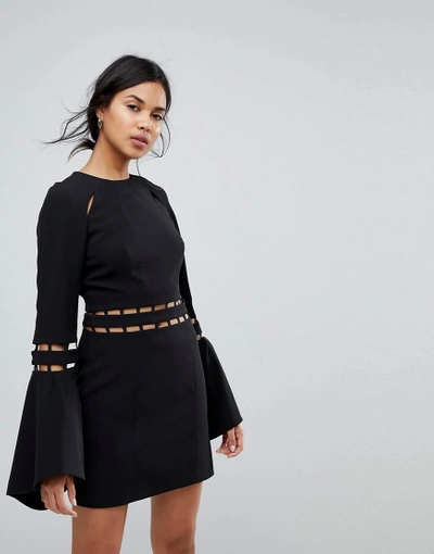 Finders Keepers Finders Solar Fluted Sleeves Mini Dress - Black