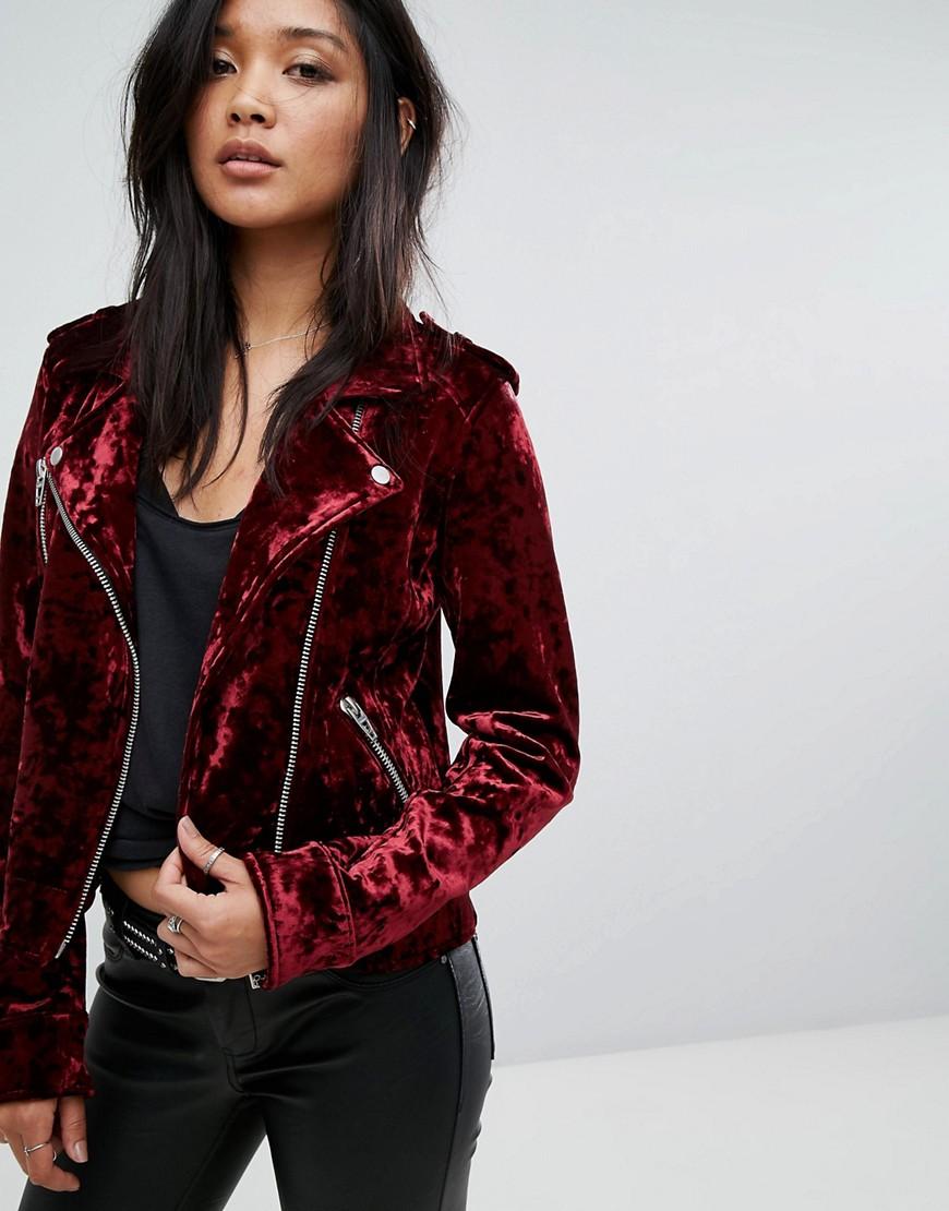 macys red velvet jacket