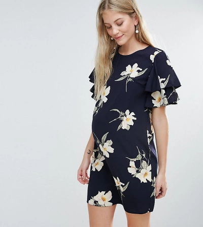 Queen Bee Floral Printed Shift Dress - Navy