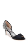 Badgley Mischka Sandie Peep Toe Pump In Blush Satin