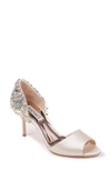 Badgley Mischka Sandie Peep Toe Pump In Ivory Satin