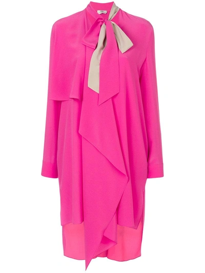 Fendi Drape Silk Crepe De Chine Dress In Glamour Pink