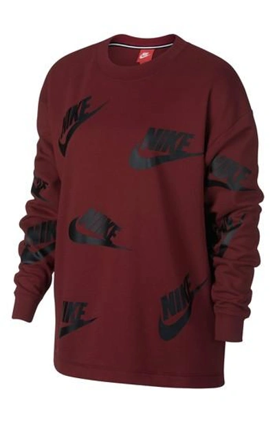 Nike Crewneck Sweatshirt In Team Red/ Black