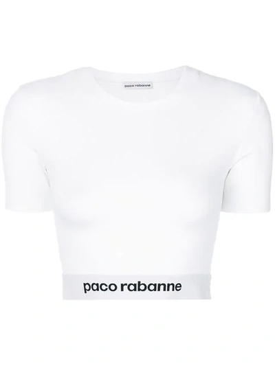 Rabanne Paco  Logo Cropped Top - White