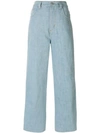 Koché Stripe Detail Wide Leg Jeans In Blue