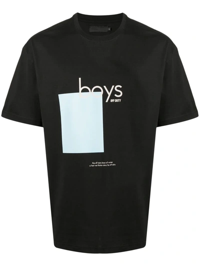 Off Duty Boys Logo-print T-shirt In Black