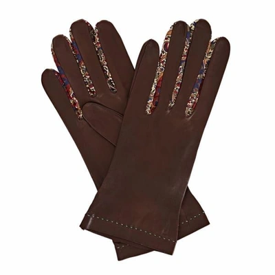 Gizelle Renee Philomena Dark Brown Leather Gloves With Bm Liberty Tana Lawn