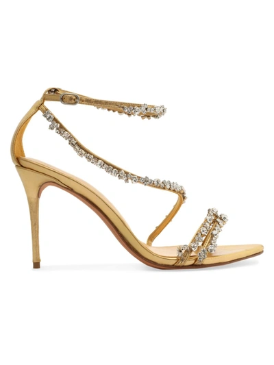 Alexandre Birman Demi Crystal-embellished Leather Sandals In Oro Cristal