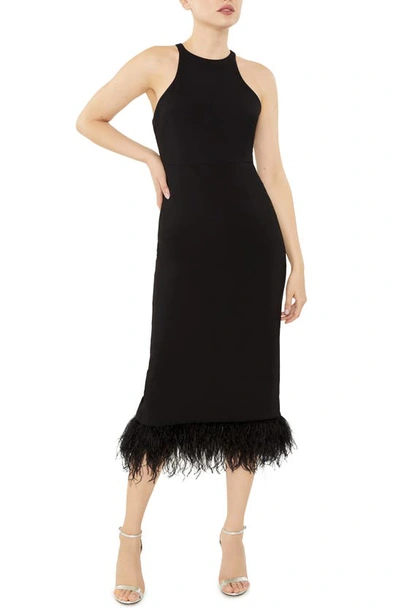 Likely Chandler Feather-trimmed Cocktail Dress In Black