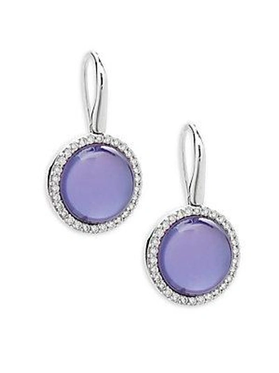Roberto Coin Pearl, Diamond, Amethyst And 18k White Gold Fantasia Triplet Earrings In Purple