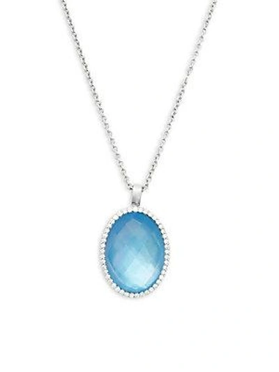 Roberto Coin Fantasia Diamond, Blue Topaz And 18k White Gold Pendant Necklace