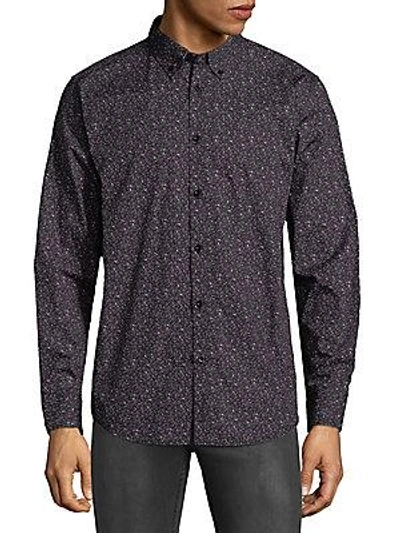 Ben Sherman Floral Cotton Button-down Shirt In Black
