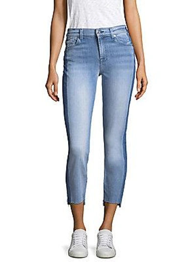 7 For All Mankind Roxanne Cropped Step Hem Jeans In Blue