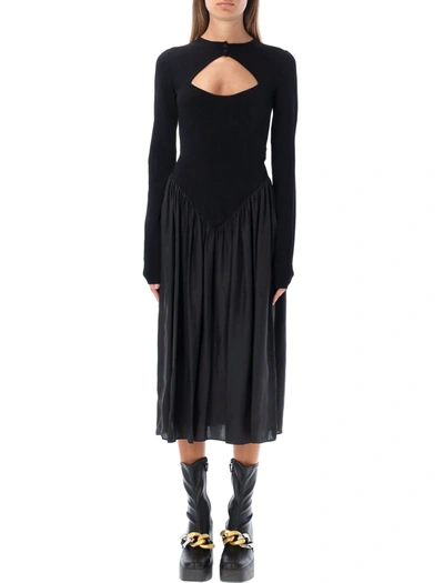 Stella Mccartney Technical Shint Knit Dress In Black