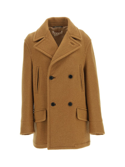 Marni Double-breasted Short Coat In Brown