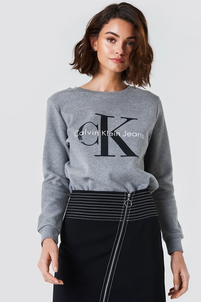 Calvin Klein Crew Neck True Icon Sweatshirt Grey In Light Grey Heather