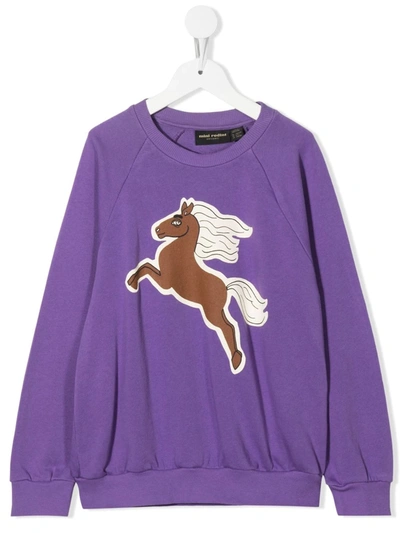 Mini Rodini Kids' Purple Organic Cotton Sweatshirt With Front Print
