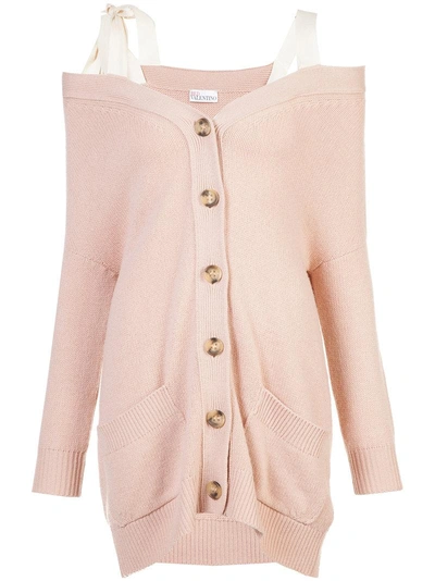 Red Valentino Oversized Wool Cardigan In Light Pink