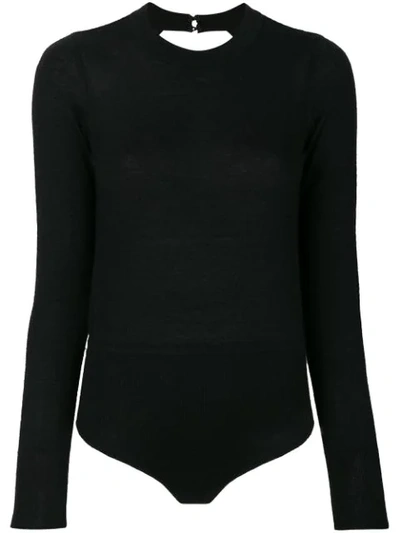 Le Kasha Ama Fine-knit Cashmere Bodysuit In Black
