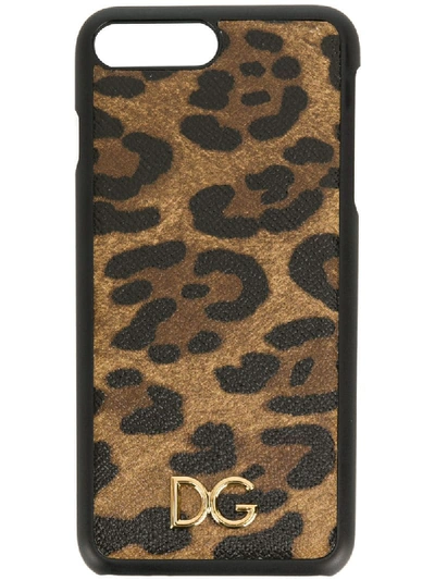 Dolce & Gabbana Leopard Printed Iphone 7/8 Plus Case In Ha93m Leo Con Logo