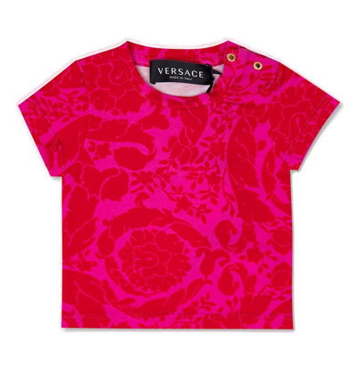 Versace Babies' Barocco-print T-shirt In Fuchsia