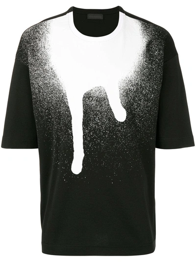 Diesel Black Gold Black Cotton T-shirt With Paint Print In Black-white