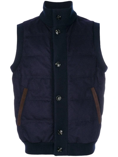 Kiton Quilted Gilet - Blue