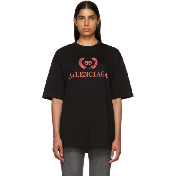 Balenciaga Black Oversized Classic Bb T-shirt | ModeSens