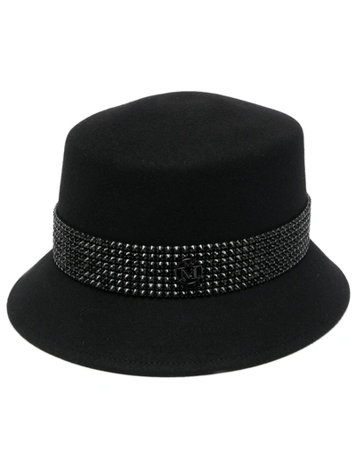 Maison Michel Spike-stud Fedora Hat In Black